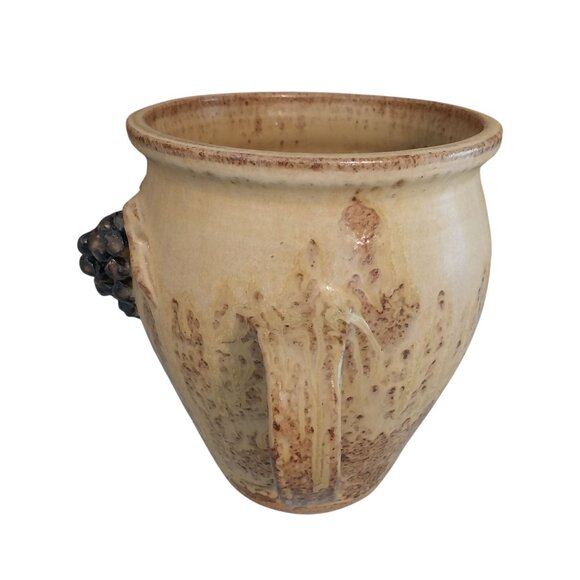 Signed McClellan Art Pottery Vase With Raised Grapes Large - Picture 3 of 8